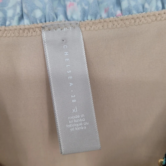 Chelsea 28 smocked floral blue one piece swimsuit scrunched top size Xlarge - Picture 4 of 8